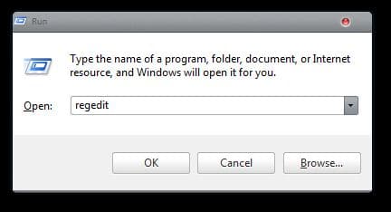 Registry Editor Using Run Dialog Box