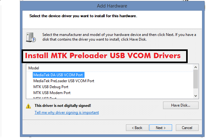 Install USB VCOM Drivers in Windows 8.1