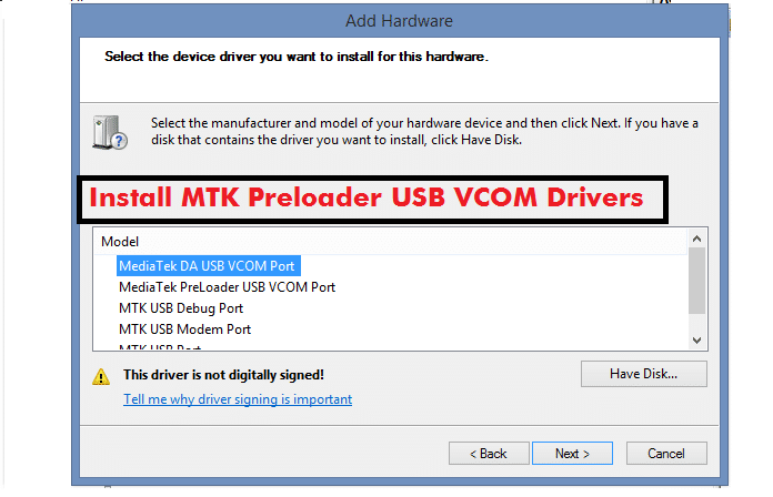 Как установить mediatek preloader usb vcom android driver