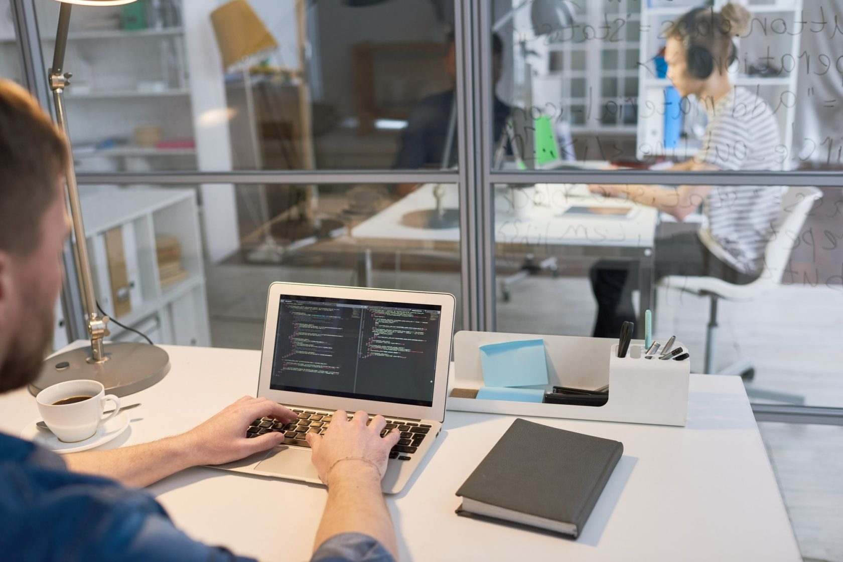 Coding on laptop