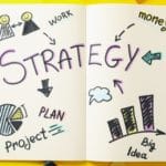 Concept of business strategy on yellow background