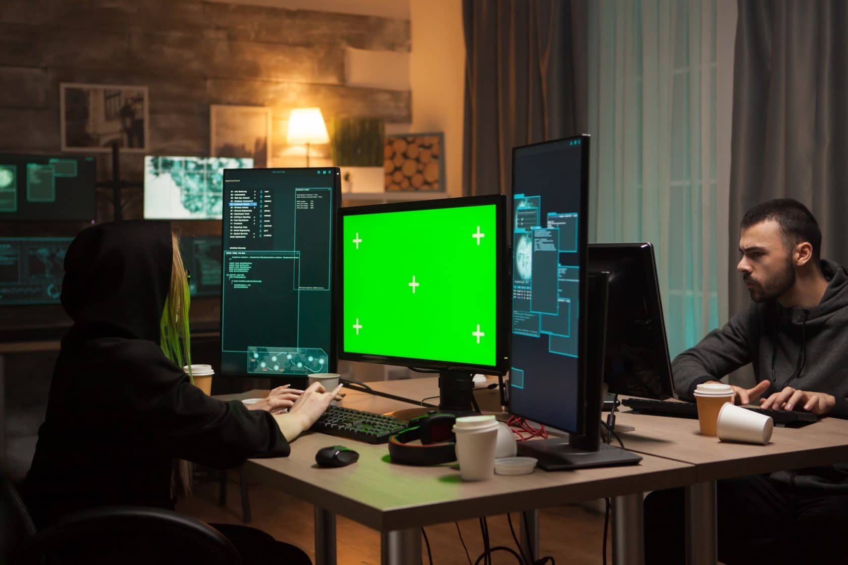 Dangerous female hacker in writing a malware