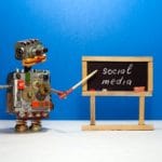 Robot professor explains the essence of the concept of social media.