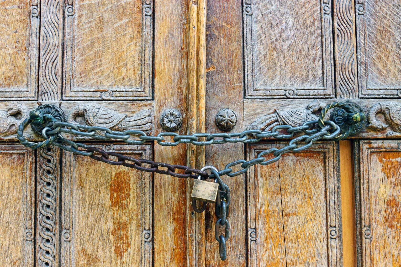 Locked wooden door