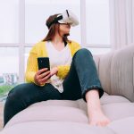 Woman playing with virtual reality