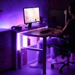 Gamer playing computer game