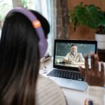Online Video Call with College Professor With Laptop from home