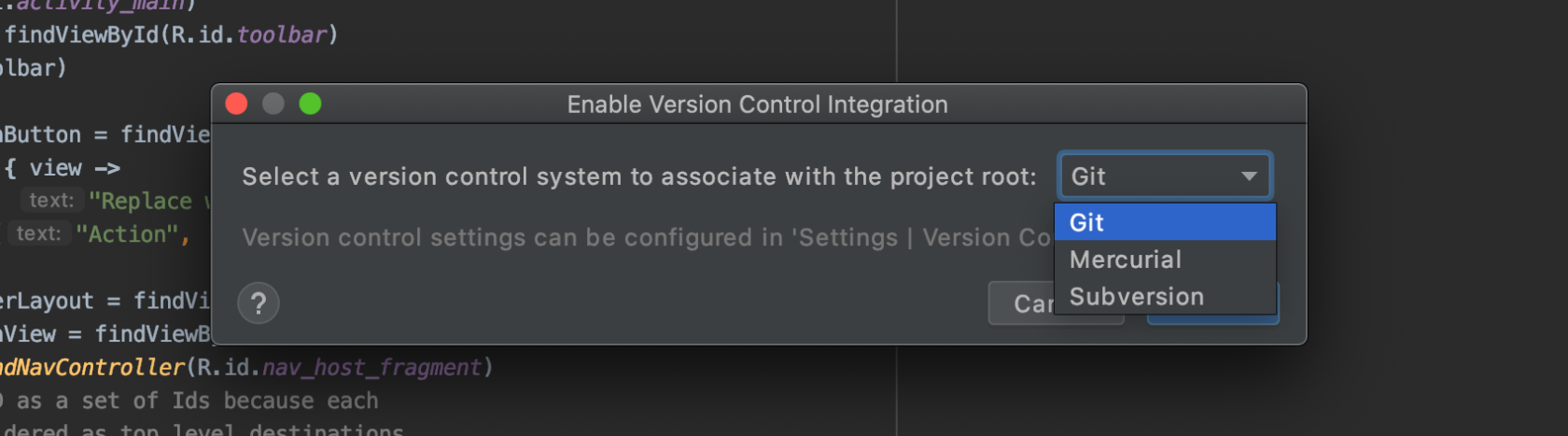 Android Studio Version Control Integration