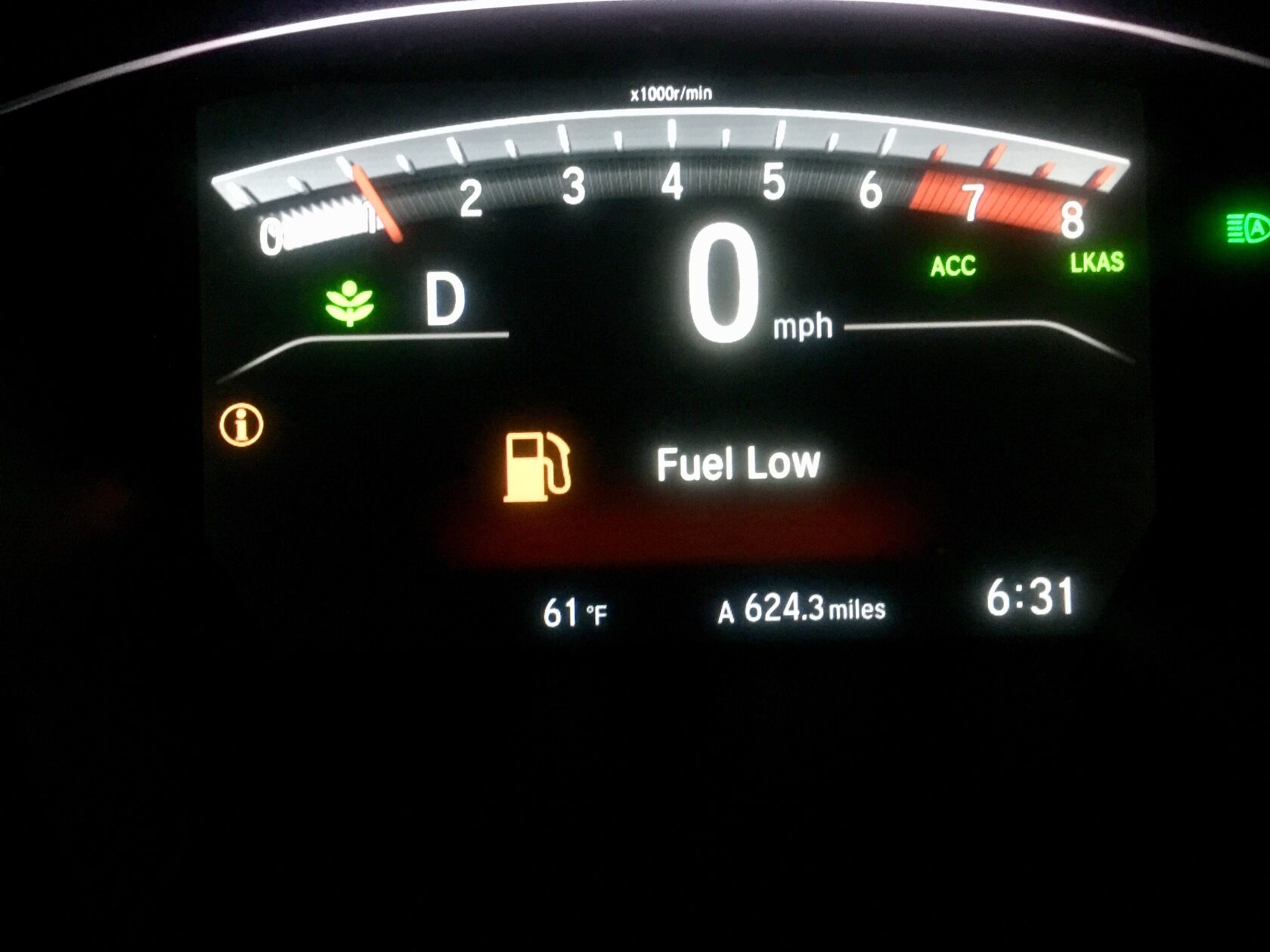 Running low on fuel.