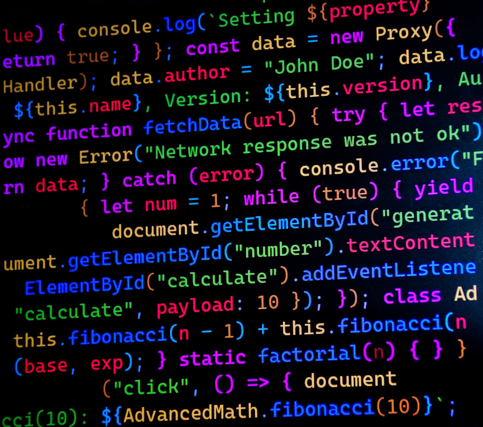 Developer working with Node.js code on a screen